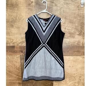 Sleeveless Vpattern Colorblock Black Gray White‎ Shift Dress Womens Extra Large